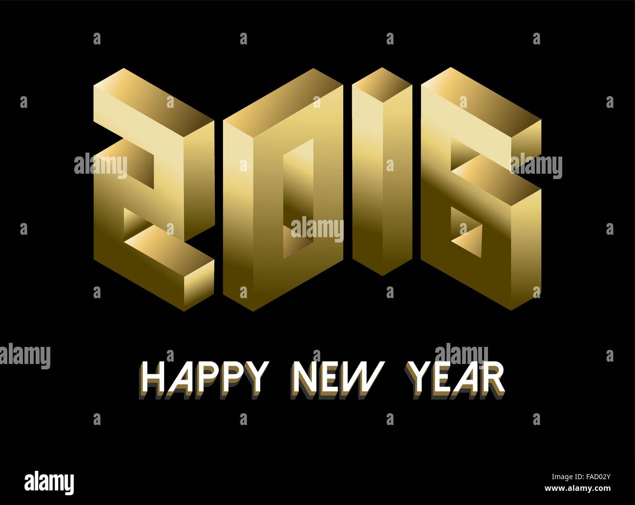 Glückliches neues Jahr 2016 Grußkarte Banner-Design mit gold isometrische Schriftart Text. EPS10 Vektor. Stock Vektor