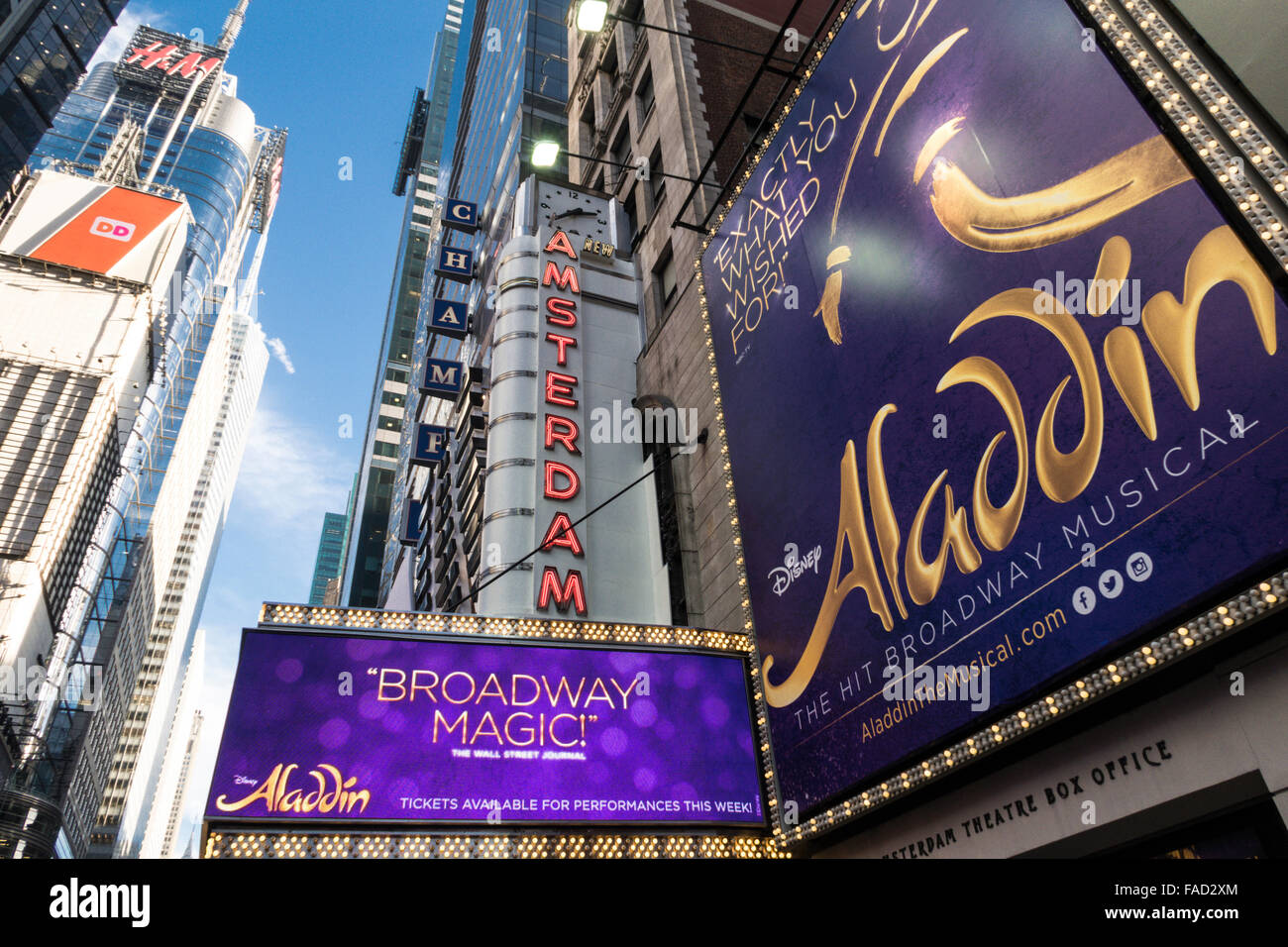 Aladdin Theater Festzelt, New Amsterdam Theater, Times Square, West 42nd Street, NYC Stockfoto