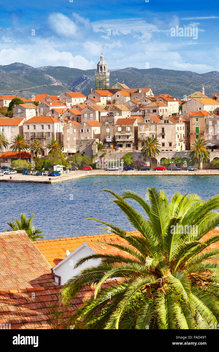 Insel Korcula, Korcula Altstadt, Dalmatien, Kroatien Stockfoto