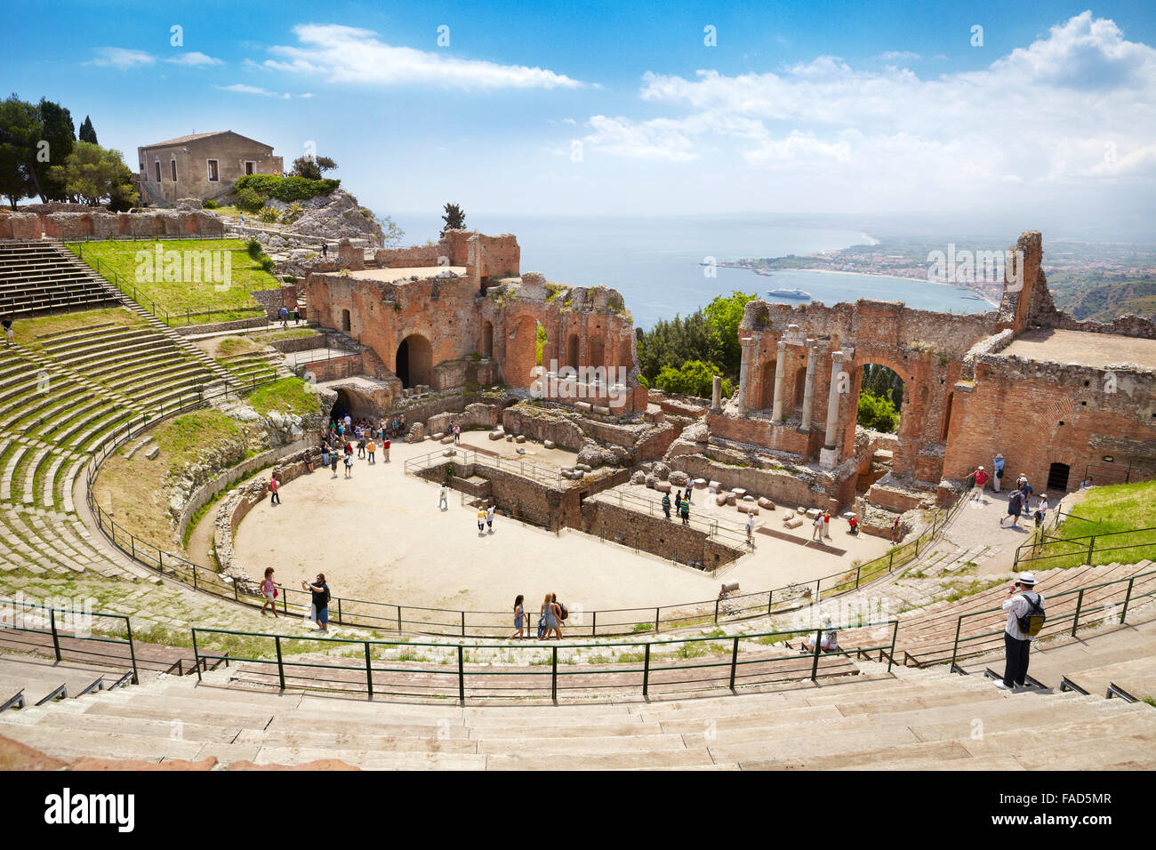 Das griechische Theater in Taormina, Sizilien, Italien Stockfoto