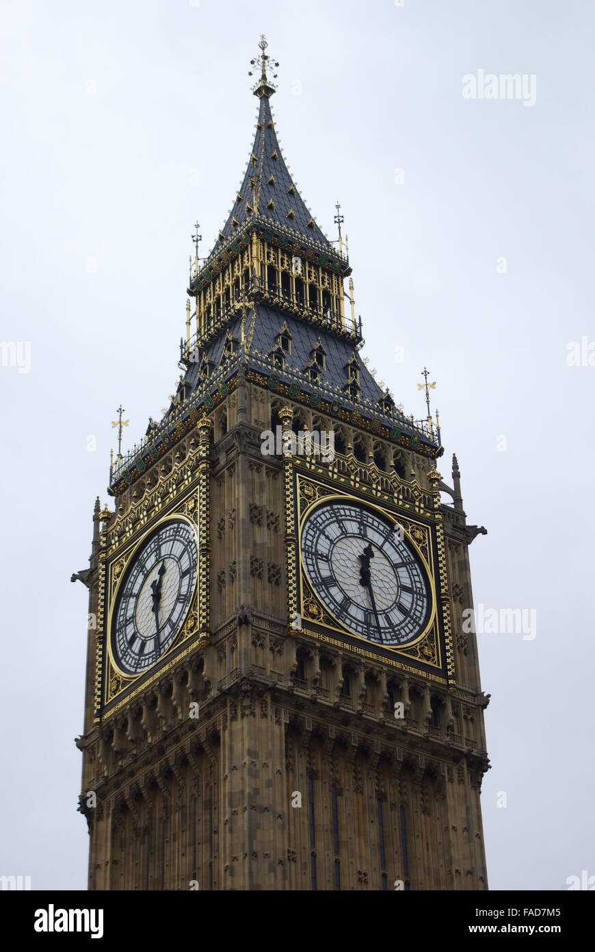 Elizabeth Tower und große Uhr am Palace of Westminster in London Stockfoto