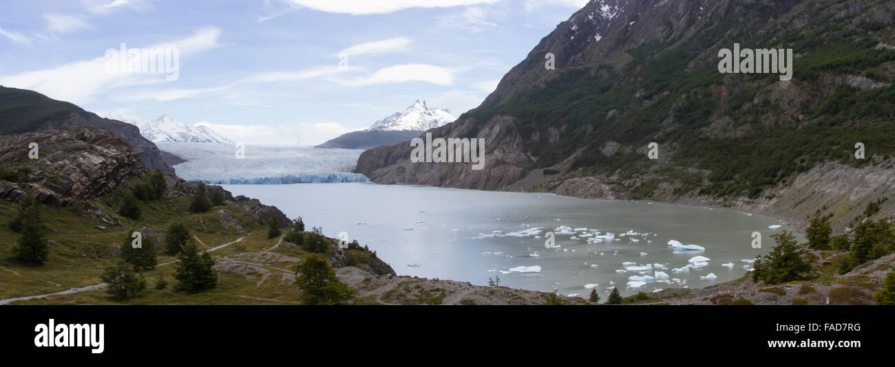 Grey-Gletscher im Torres del Paine Nationalpark in Patagonien Chile. Stockfoto