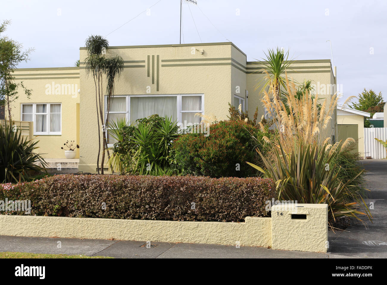 Art-Deco-Haus in Napier, Hawkes Bay, Neuseeland. Stockfoto