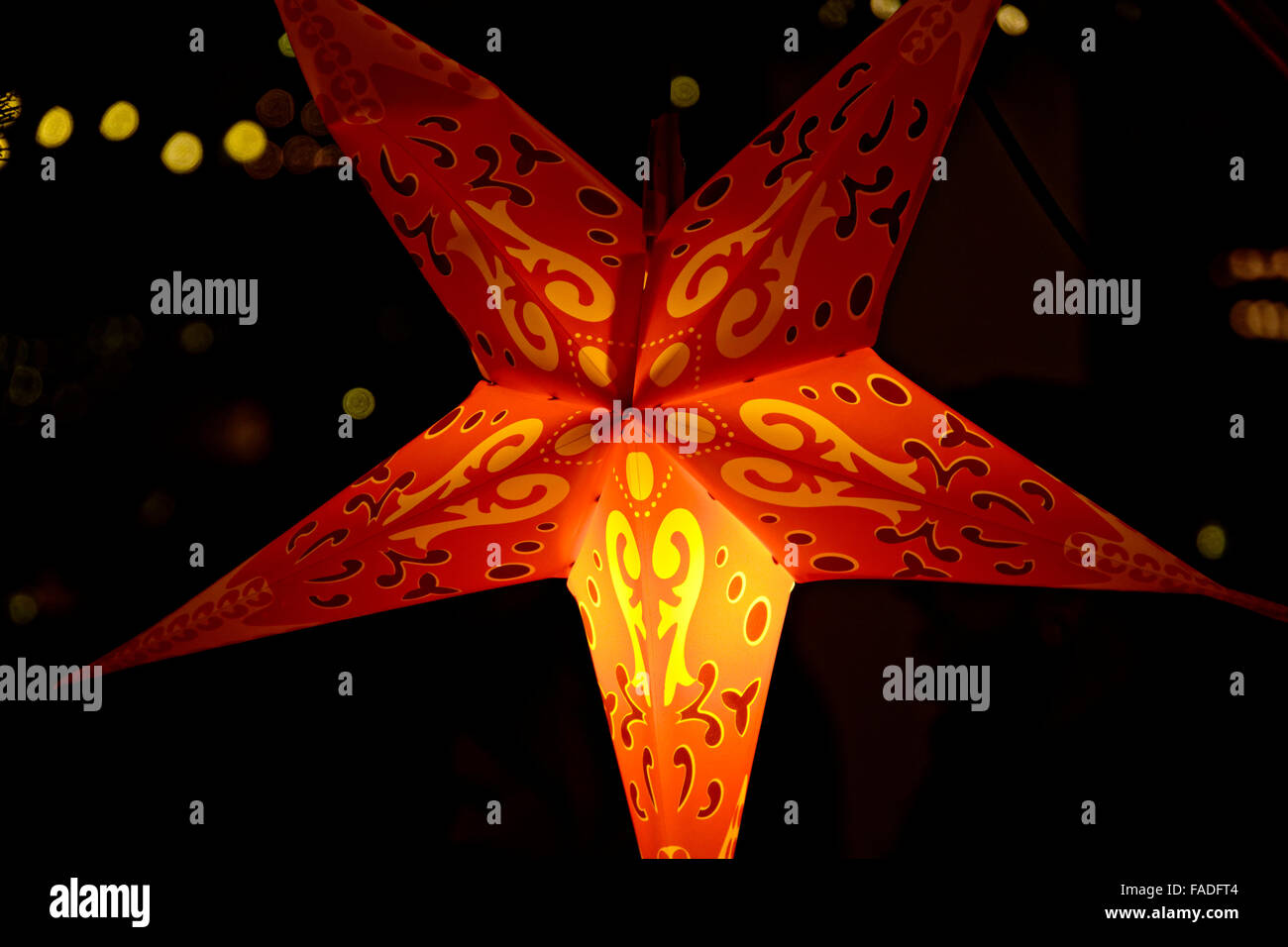 Stern Sie Lampe Dekoration, deutschen Weihnachtsmarkt, München, Deutschland, Europa. Stockfoto