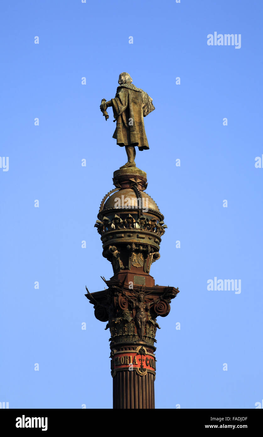 Das Mirador De Colomb Denkmal von Rafael Atche, Portal De La Pau, Barcelona, Costa Brava, Katalonien, Spanien Stockfoto