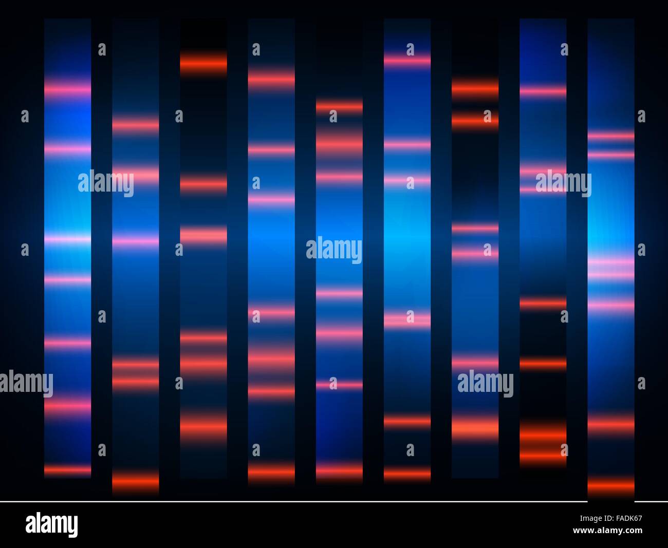 bunte medizinische DNA-Ergebnisse mit schwarzem Hintergrund Stock Vektor