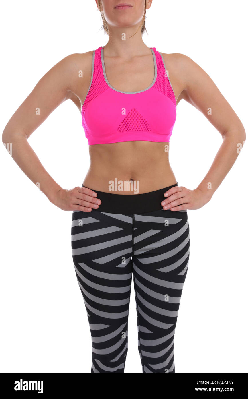Diät schlank zu verlieren Gewicht Fitness Sport junge passen Frau isoliert auf einem weißen Hintergrund Stockfoto