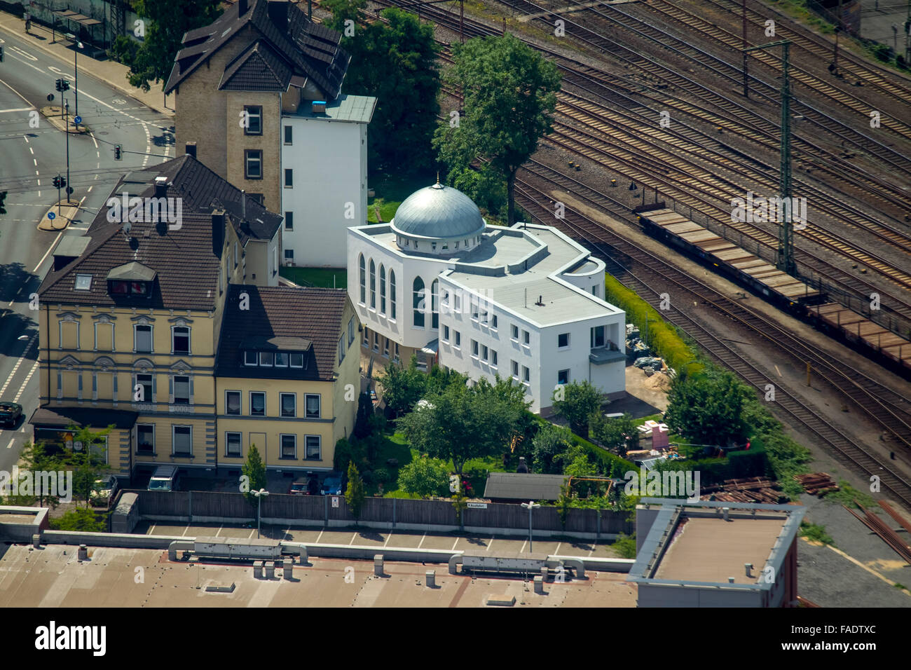 Luftbild, Moschee in der Breite Straße, Religion, Religionsfreiheit, Witten, Ruhr Region, NRW, Deutschland Stockfoto