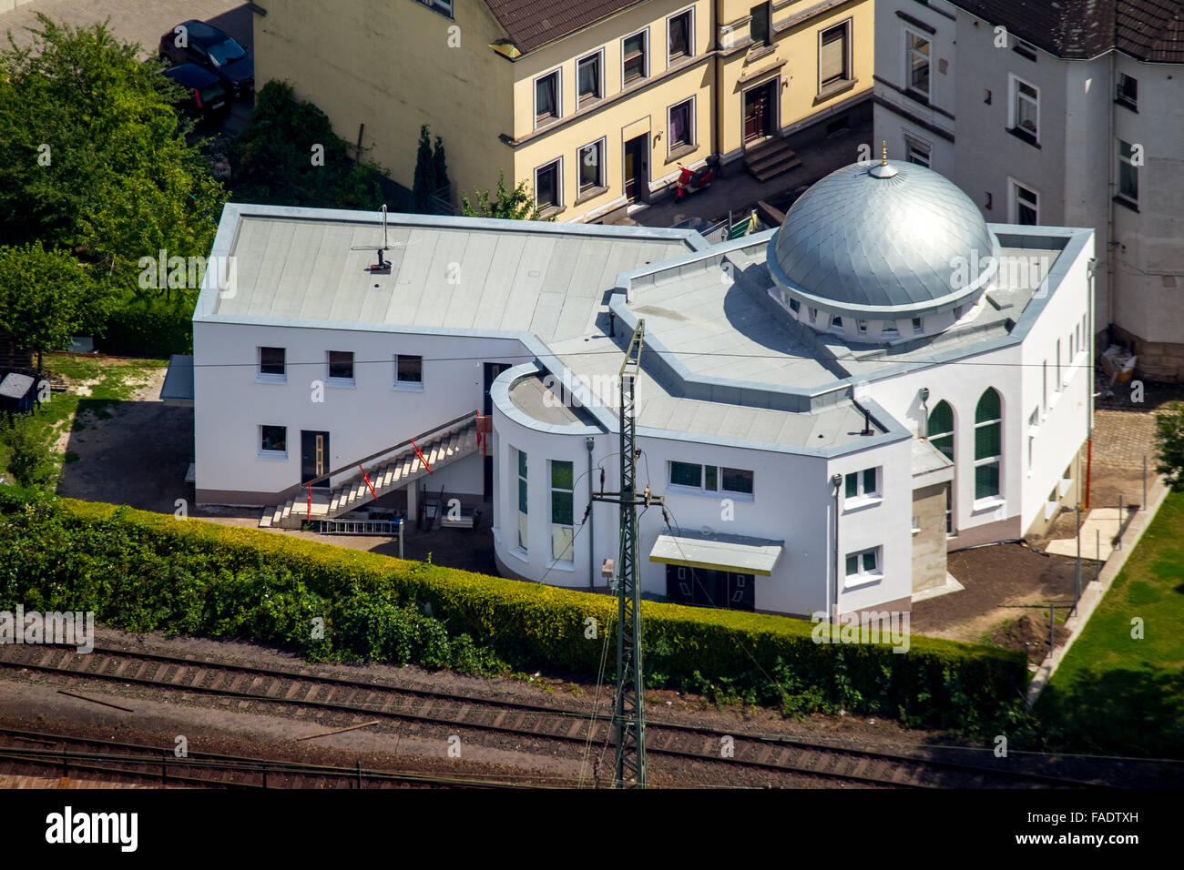 Luftbild, Moschee in der Breite Straße, Religion, Religionsfreiheit, Witten, Ruhr Region, NRW, Deutschland Stockfoto