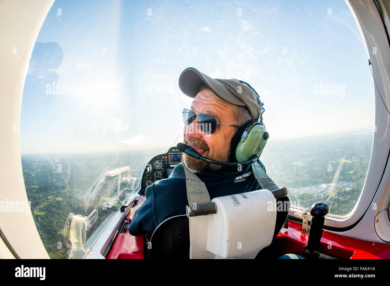 Pilot Spaß während des Fluges Stockfoto
