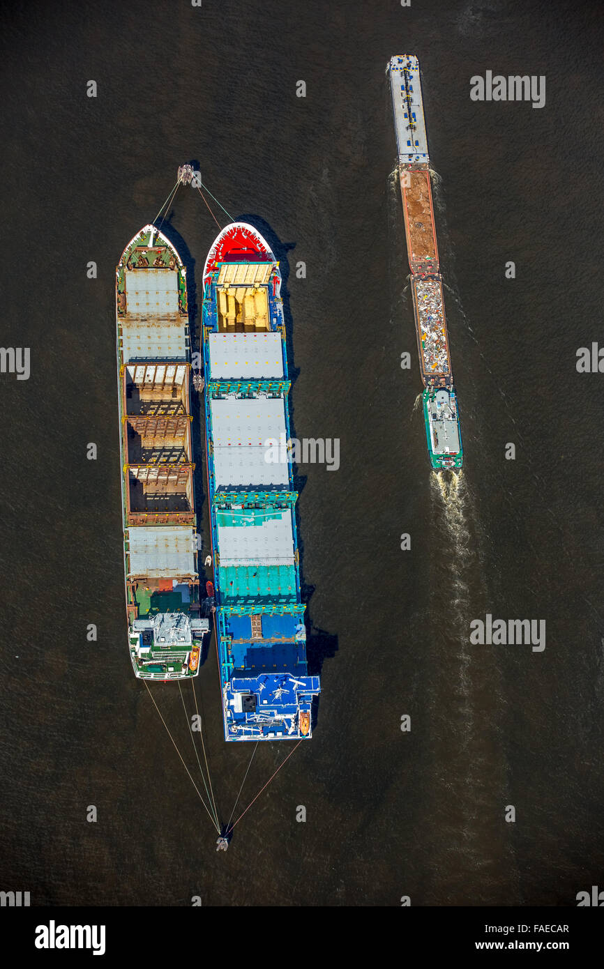 Luftaufnahme, sind Massengutfrachter im Hafen von Anker-Hamburg, Hamburger Hafen, Elbe, Hamburg, freie und Hansestadt Hamburg, Stockfoto