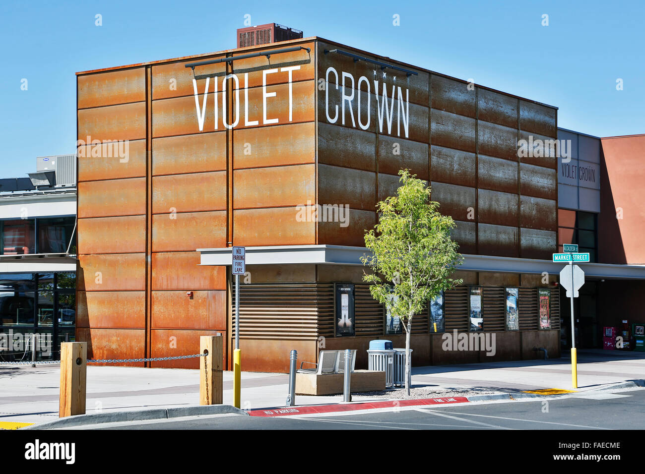 Violette Krone Kino, Railyard District, Santa Fe, New Mexico, USA Stockfoto