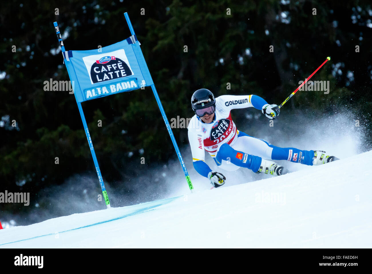 Alta Badia, Italien 20. Dezember 2015. MYHRER Andre (Swe) im Wettbewerb mit der Audi Fis Alpine Ski World Cup Herren Riesenslalom Stockfoto