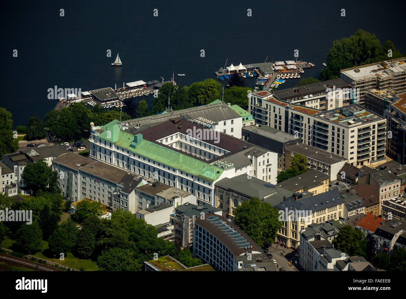 Luftaufnahme, Rückseite des Atlantic Hotels auf Innenalster, Hamburg, freie und Hansestadt Stadt Hamburg, Deutschland, Europa, Antenne Stockfoto