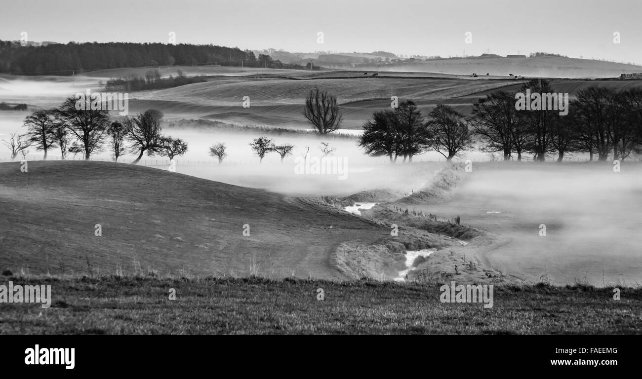 Ein Wintertag im Bassendean, auf dem Weg zum Dorf Gordon. Dean brennen und man. Stockfoto