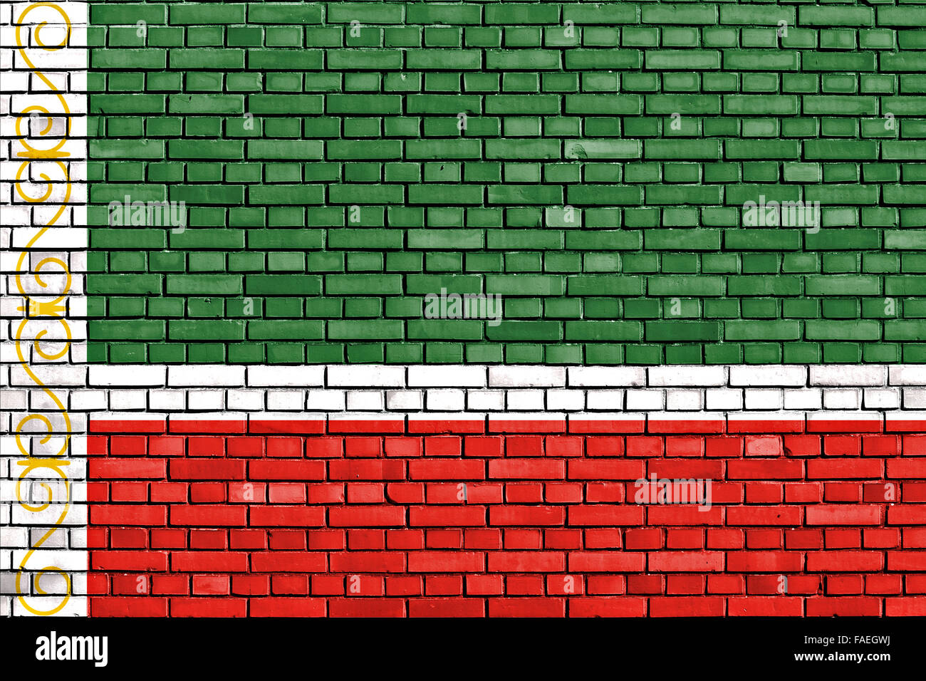 Flagge von Tschetschenien auf Mauer gemalt Stockfoto
