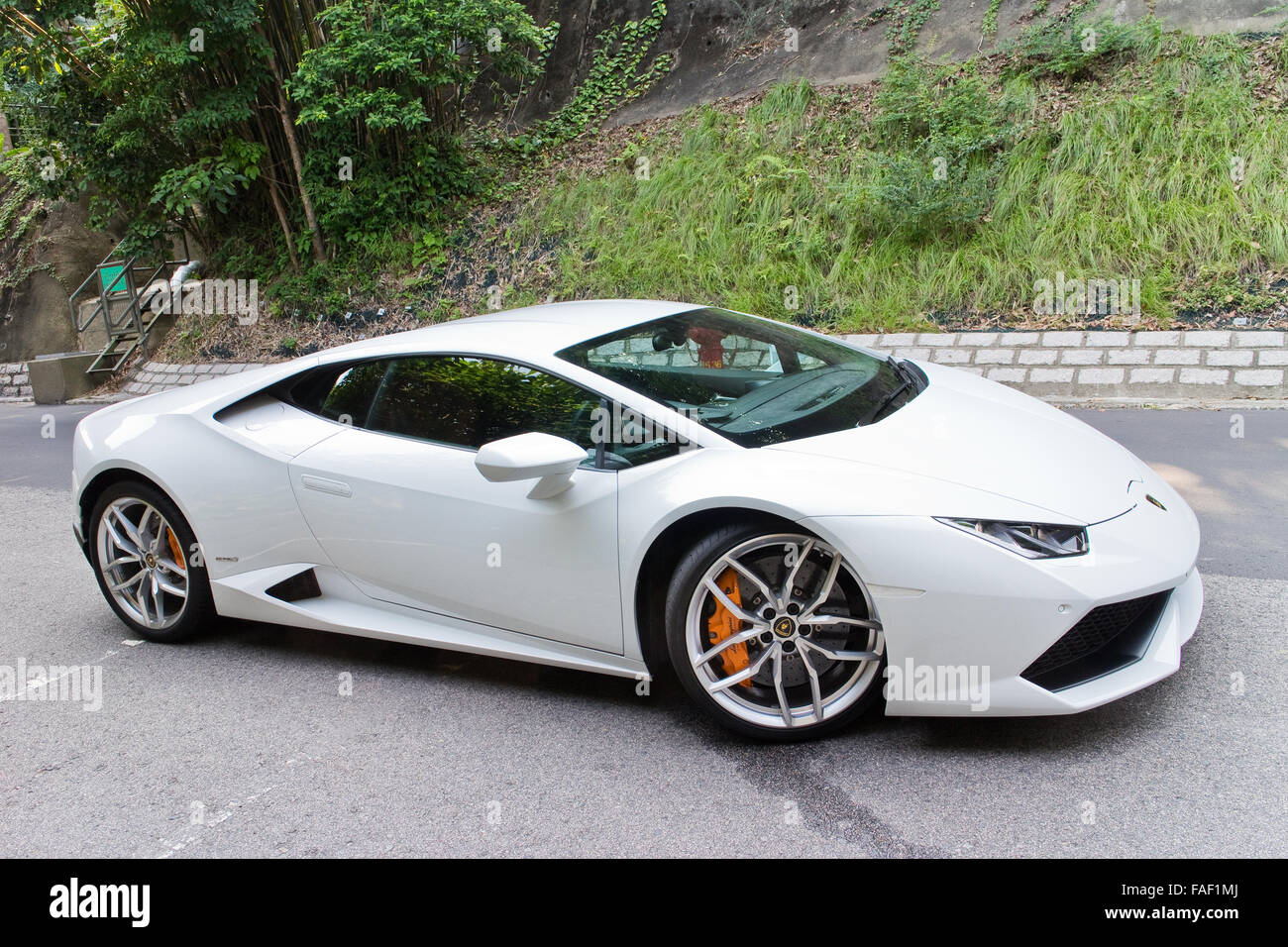 Hong Kong, China 8. Oktober 2014: Lamborghini Huracan-LP610-4 2014 Probefahrt am 8. Oktober 2014 in Hong Kong. Stockfoto