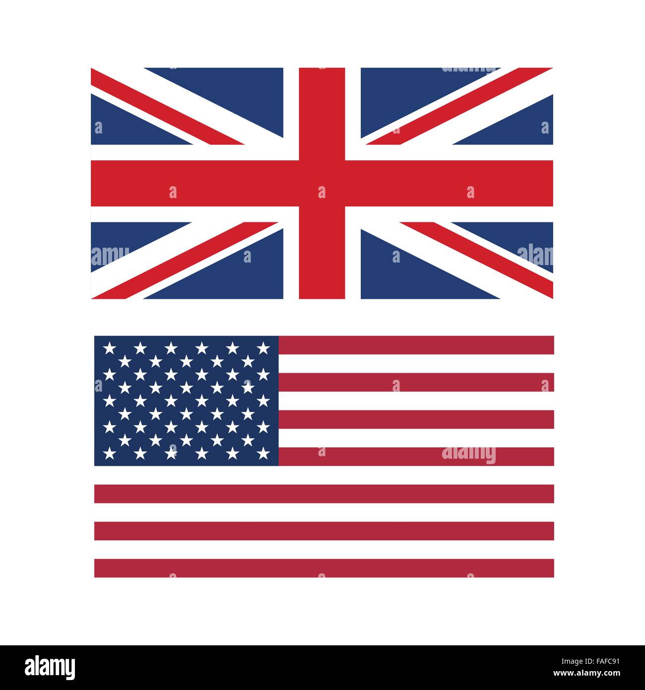 Vektor-Illustration der Flaggen der USA und Großbritannien Stock Vektor