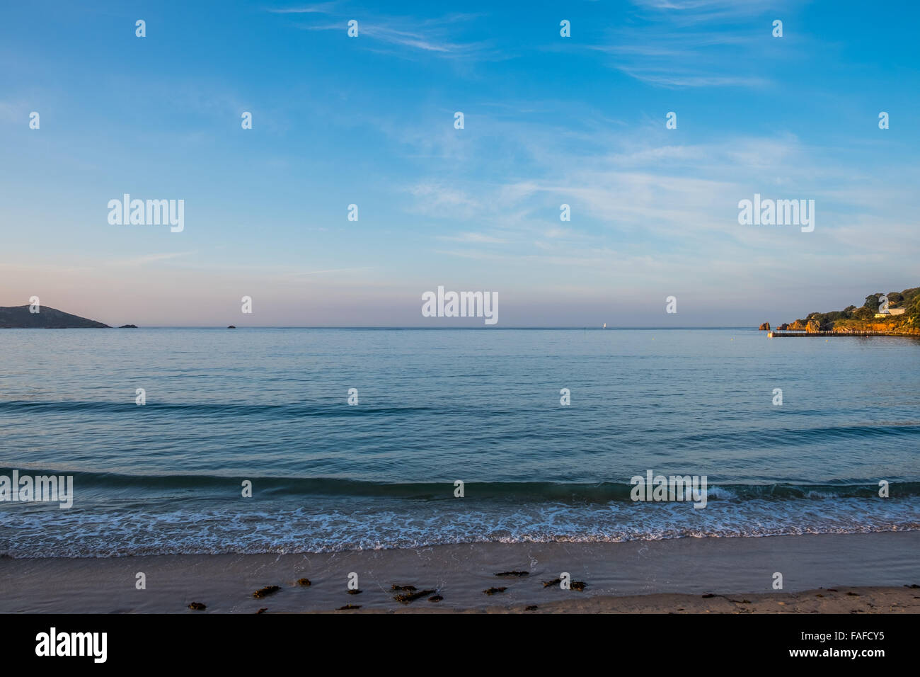 Zurückweichenden Flut an St Brelade Bay Jersey Kanalinseln Stockfoto