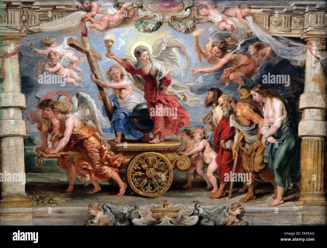 Triumph des Glaubens.von Peter Paul Rubens 1577-1640.der Sieg des katholischen Glaubens über die Reformation 1627 Stockfoto