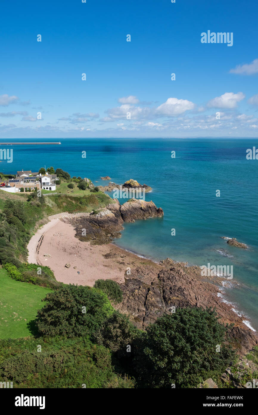 Kleine Bucht und Strand in Gorey, Jersey, Kanalinseln Stockfoto