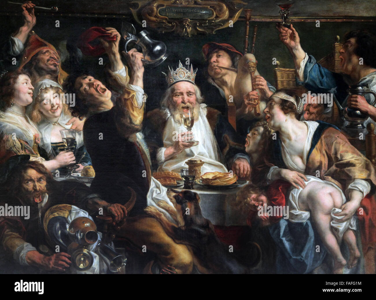 Der König trinkt von Jacob Jordaens 1593-1678 Stockfoto