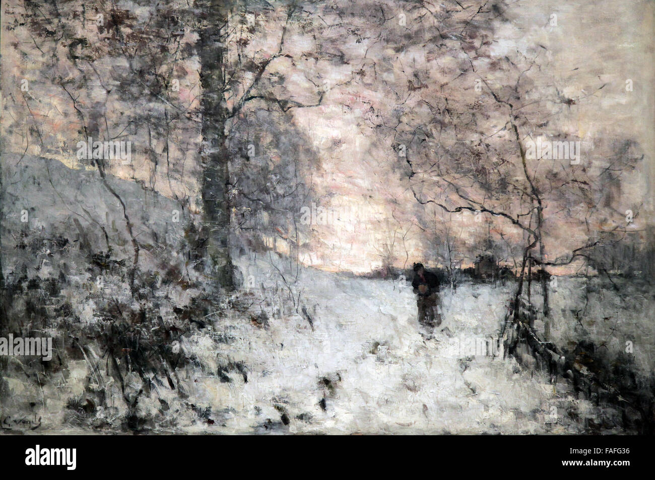 Schneewell 1883 von Guillaume Vogels 1836-1896 belgischer Impressionist Maler. Stockfoto