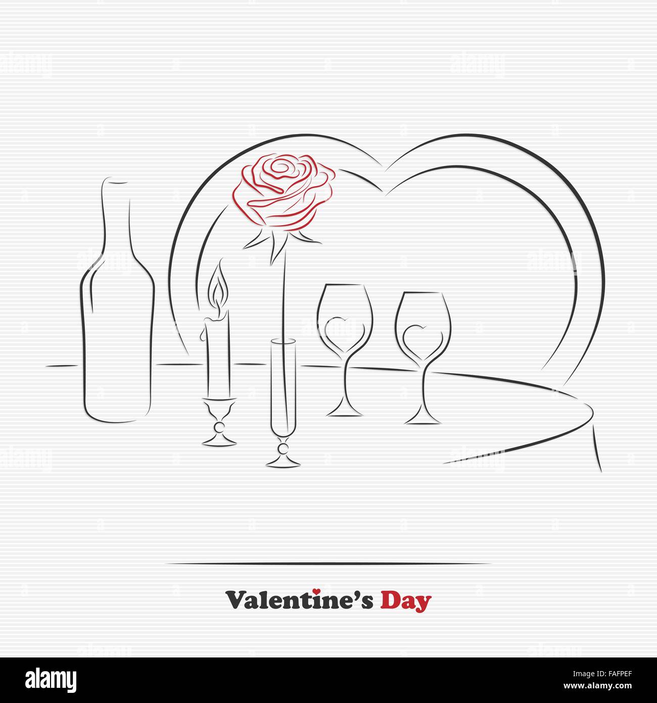 Valentinstag Restauranttisch für zwei Personen für Gruß und Einladung Karte Stock Vektor