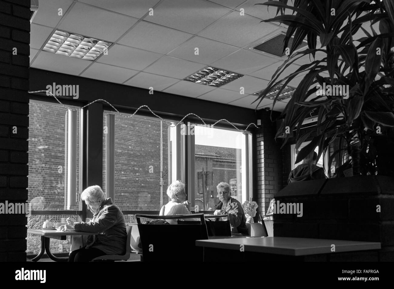 Cafe in Pontefract Busbahnhof Stockfoto
