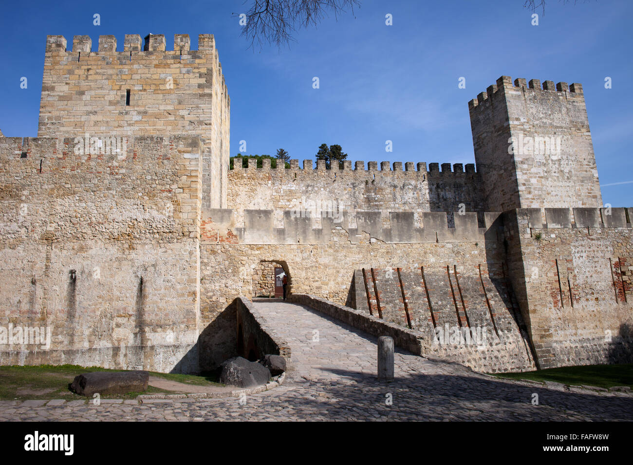 Portugal, Lissabon, Burg von St. George (Castelo de Sao Jorge), Wahrzeichen der Stadt, mittelalterliche Festung Stockfoto