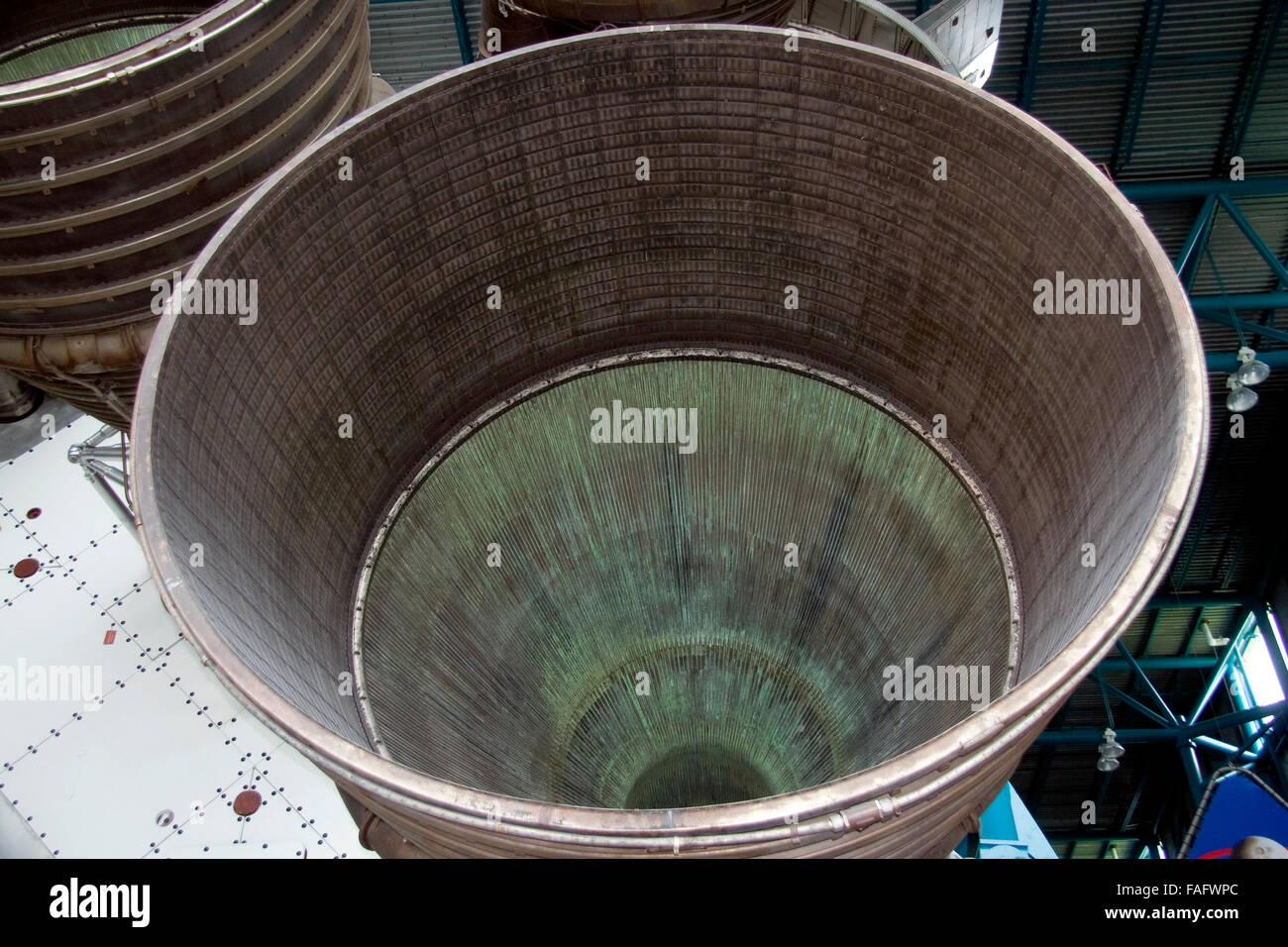 Raketentriebwerke am Apollo/Saturn V Center der NASA Kennedy Space Center Stockfoto