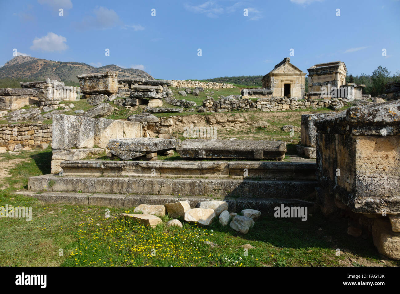 Türkei Reisen - frühe AD Periode Steingräber der phrygischen Nekropole in Hierapolis, Pammukale. Stockfoto