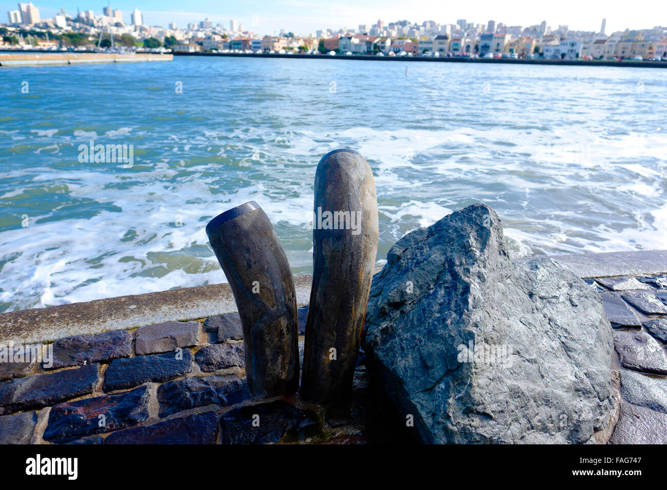 Wave Organ gemacht als Natur-Kunst schon seit längerem spielt Musik, die von Wellen angetrieben wird. Stockfoto