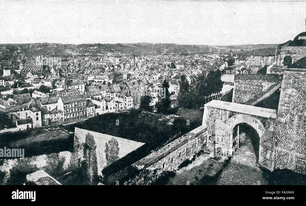 Die Festung Stadt von Namur Belgien, dessen einst uneinnehmbaren Festungen in wenigen Tagen von den großen deutschen Belagerung Gewehren, Weltkrieg zerstört wurden Stockfoto