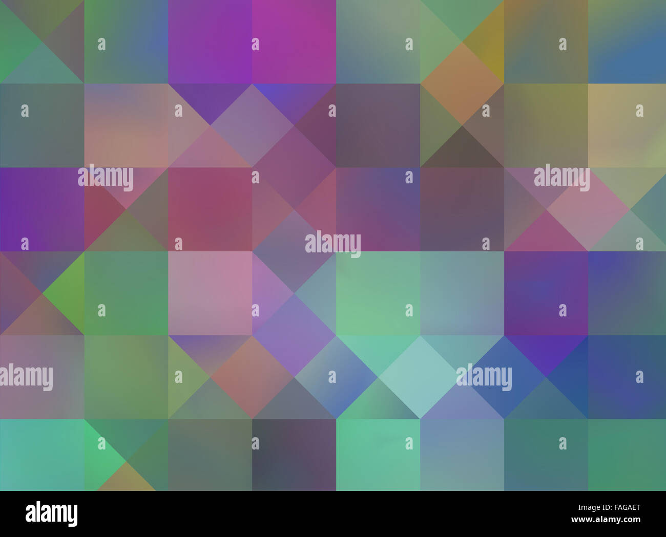Abstrakte zeitgenössische quadratisches Muster; blau grün violett Stockfoto