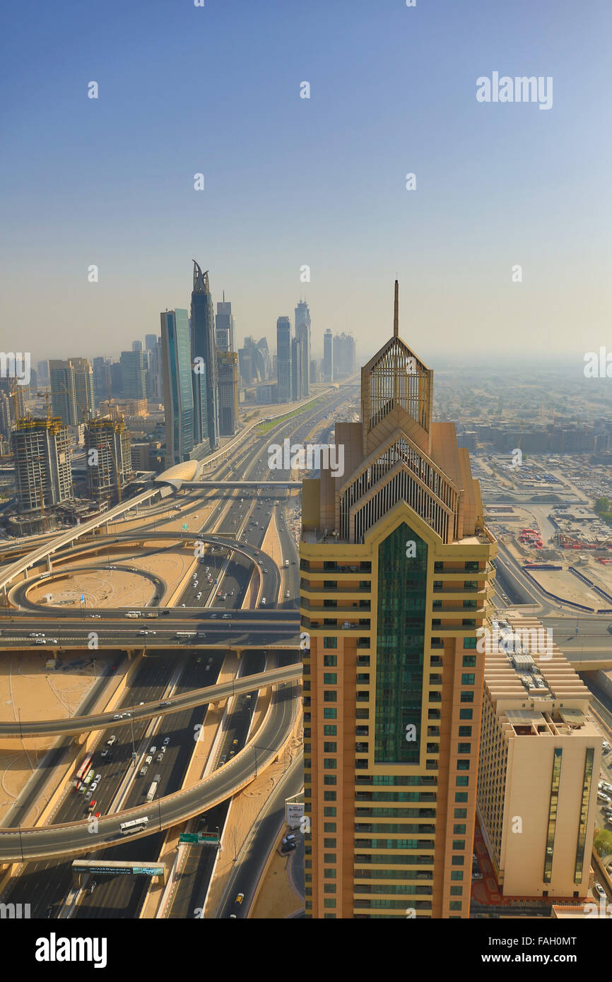 Sheikh Zayed Road Aeriel Ansicht Stockfoto