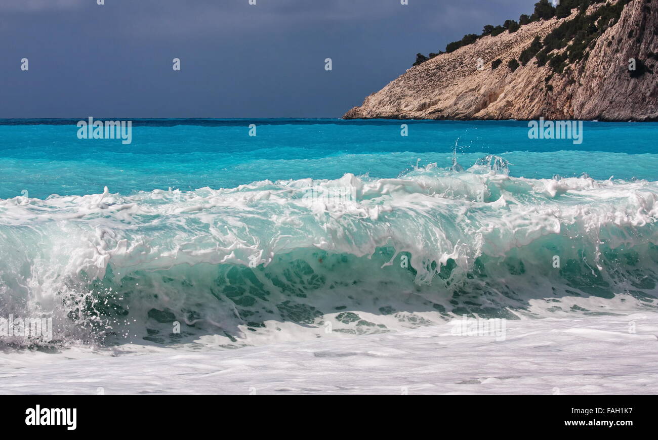 Myrtos Strand, Kefallonia (Cephalonia, Kefalonia) Stockfoto