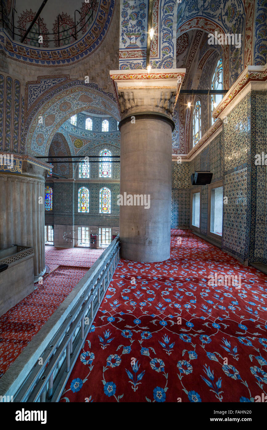 Innenansicht der blaue Moschee, Sultanahmet, Istanbul, Türkei Stockfoto