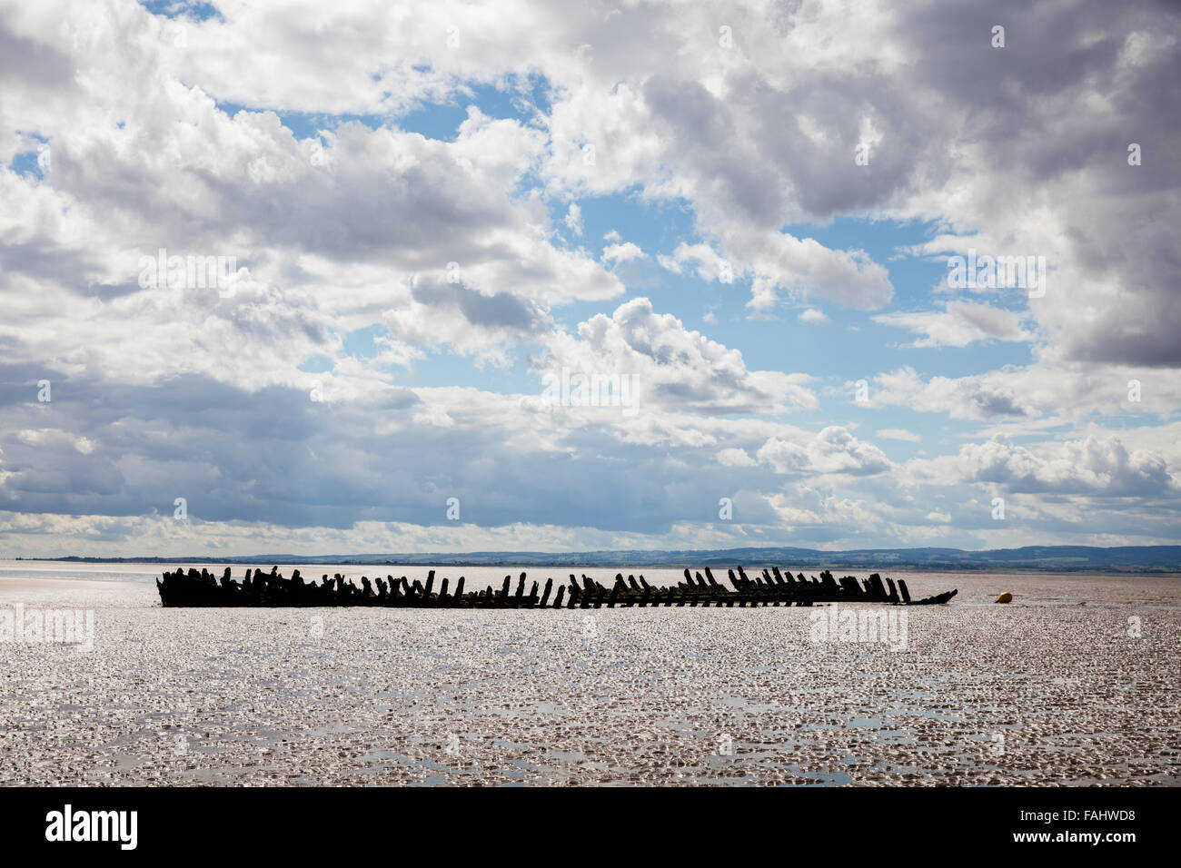 Wrack der norwegischen Bark SS Nornen - ein Merkmal der Berrow Dünen in der Nähe von Burnham am Meer, da es im Jahre 1897 lief Stockfoto