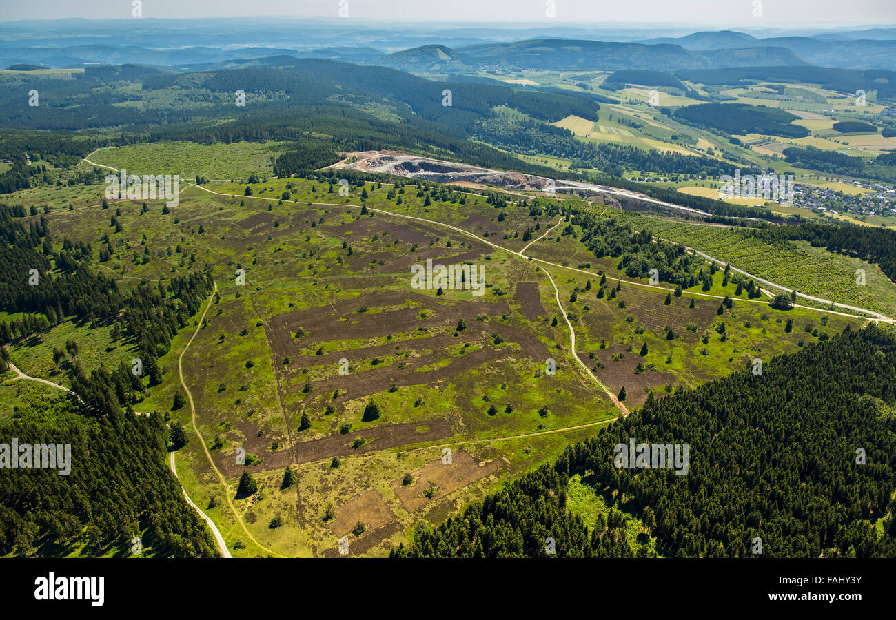 Luftbild anzeigen, Rothaar Hills, Heide am Winterberger, Winterberg, Sauerland, Nordrhein-Westfalen, Deutschland, Europa, Stockfoto