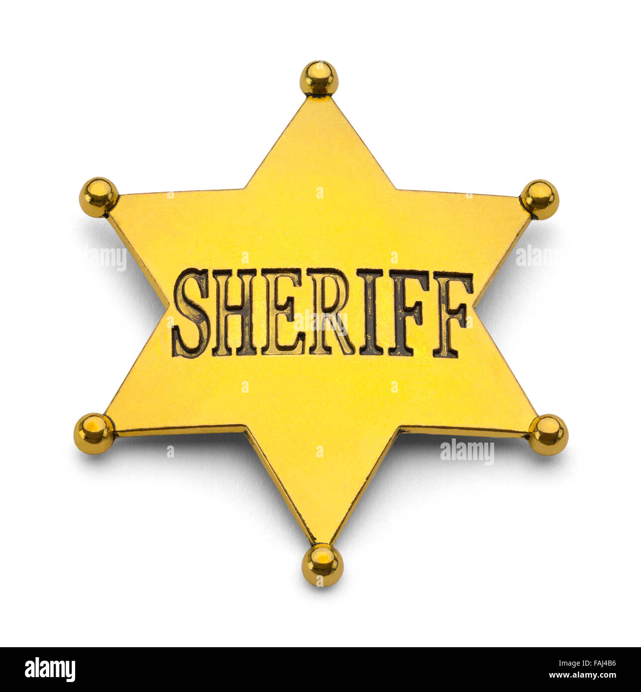 Wild West Sheriff Badge auf einem weißen Hintergrund. Stockfoto