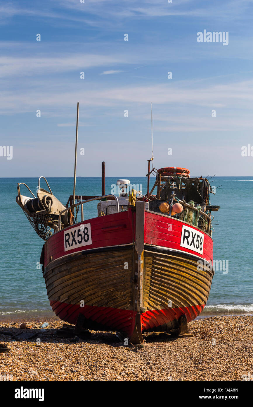 Angeln, Boot, Hastings, England, Vereinigtes Königreich Stockfoto