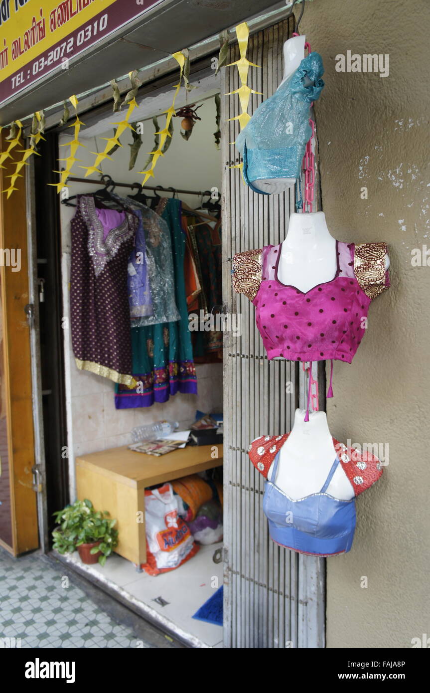 Saree Bluse Top, Schneiderei-Shop in Little India, Kuala Lumpur Stockfoto