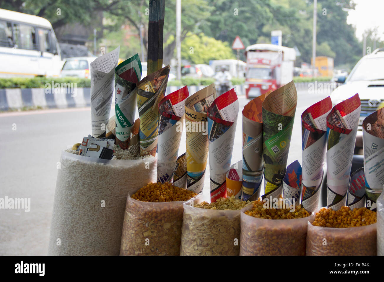 Ein Chana Masala Essen Cart, Pune, Indien Stockfoto