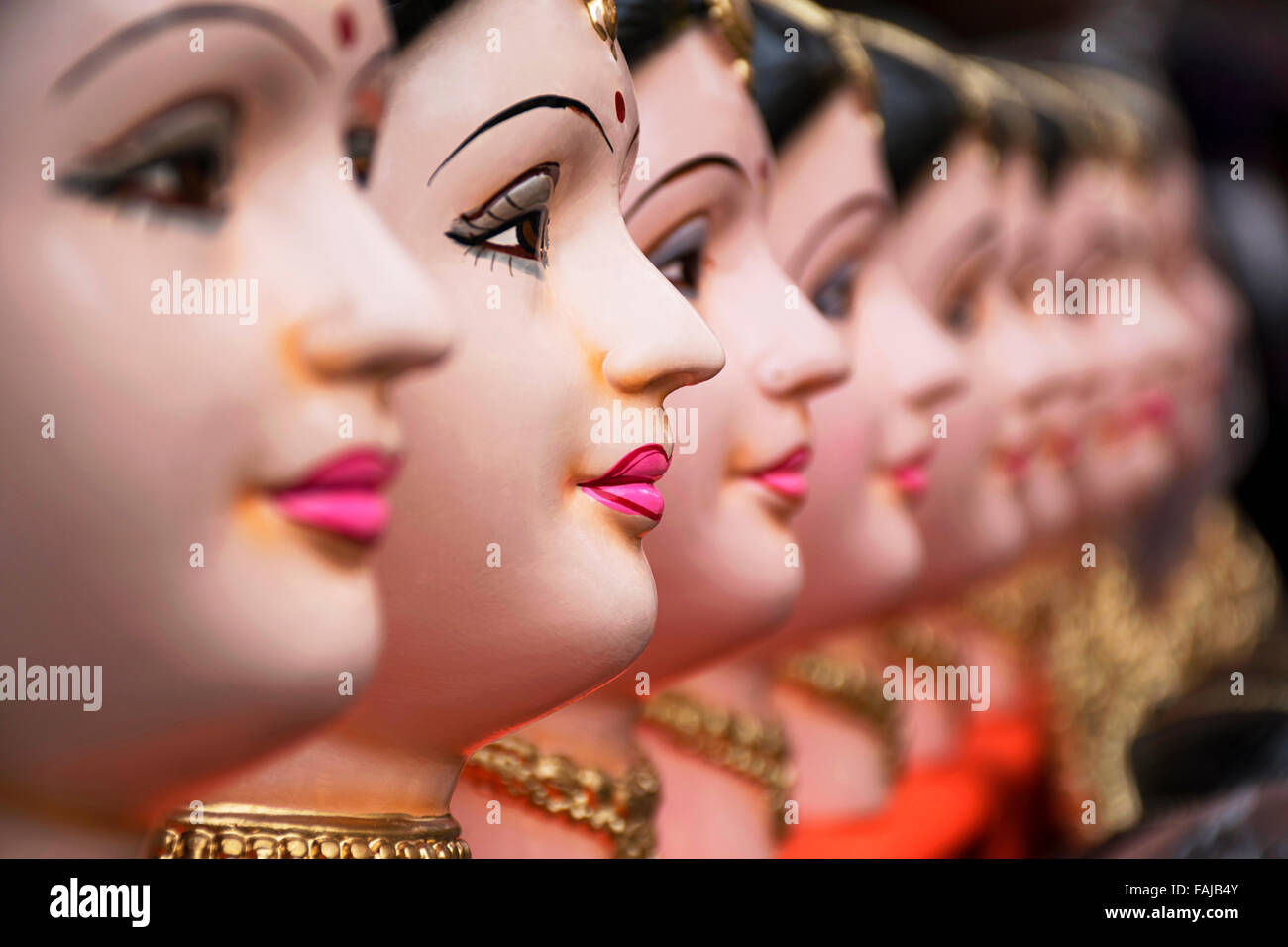 Gouri oder Gauri (Hindu Gottheit Göttin Durga) Dekoration, Pune, Maharashtra, Indien. Stockfoto