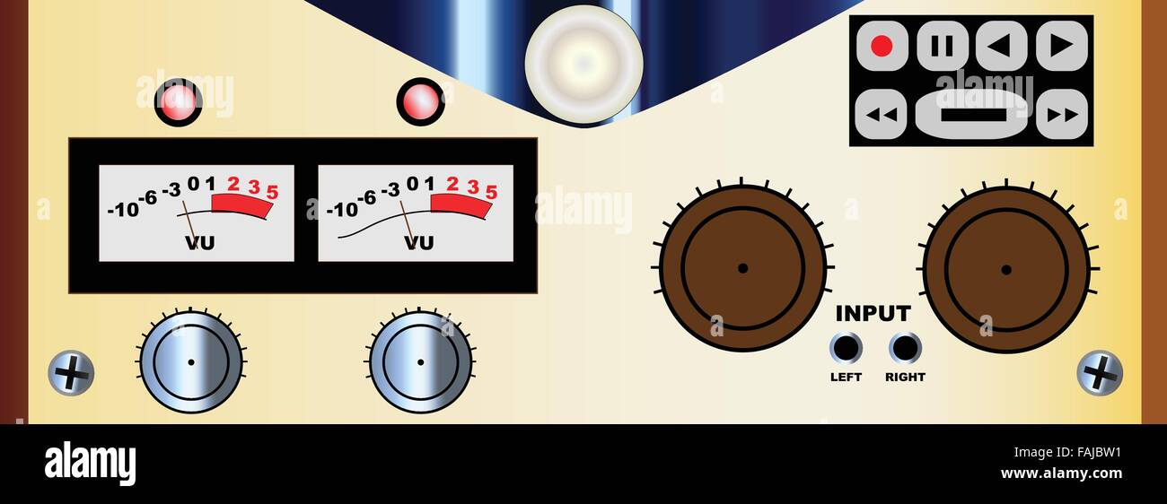 Ein typisches Reel-to-Reel master Tape-Recorder-Control-panel Stock Vektor