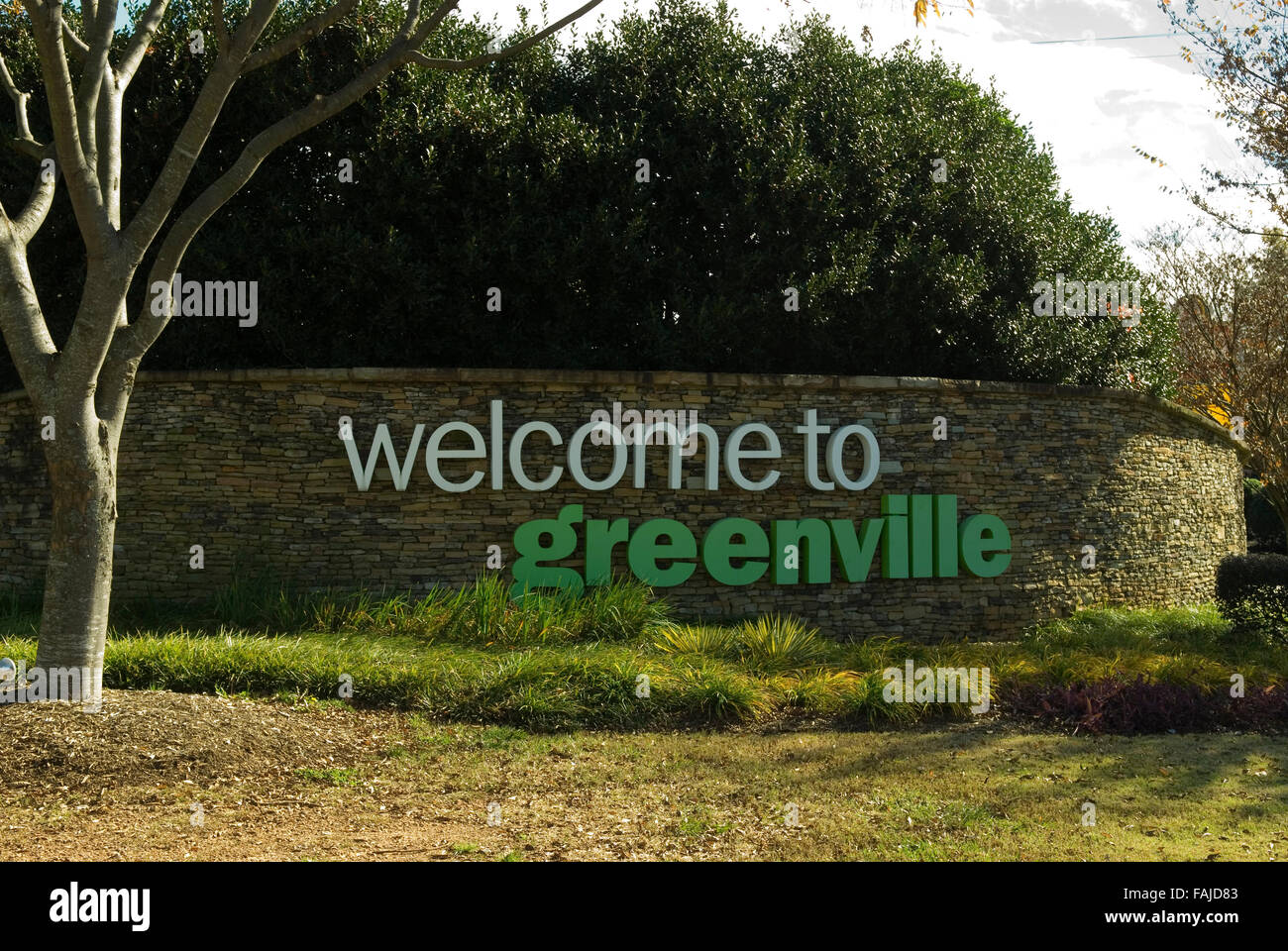 Greenville Willkommensschild South Carolina USA Stockfoto
