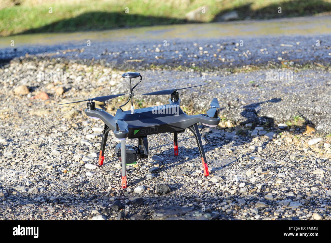 3dr Robotik solo-UAV-Consumer-Produkte, Drohne Dreharbeiten Plattform mit Gopro Kameras gesteuert von Handy oder Tablet-Bildschirm Stockfoto