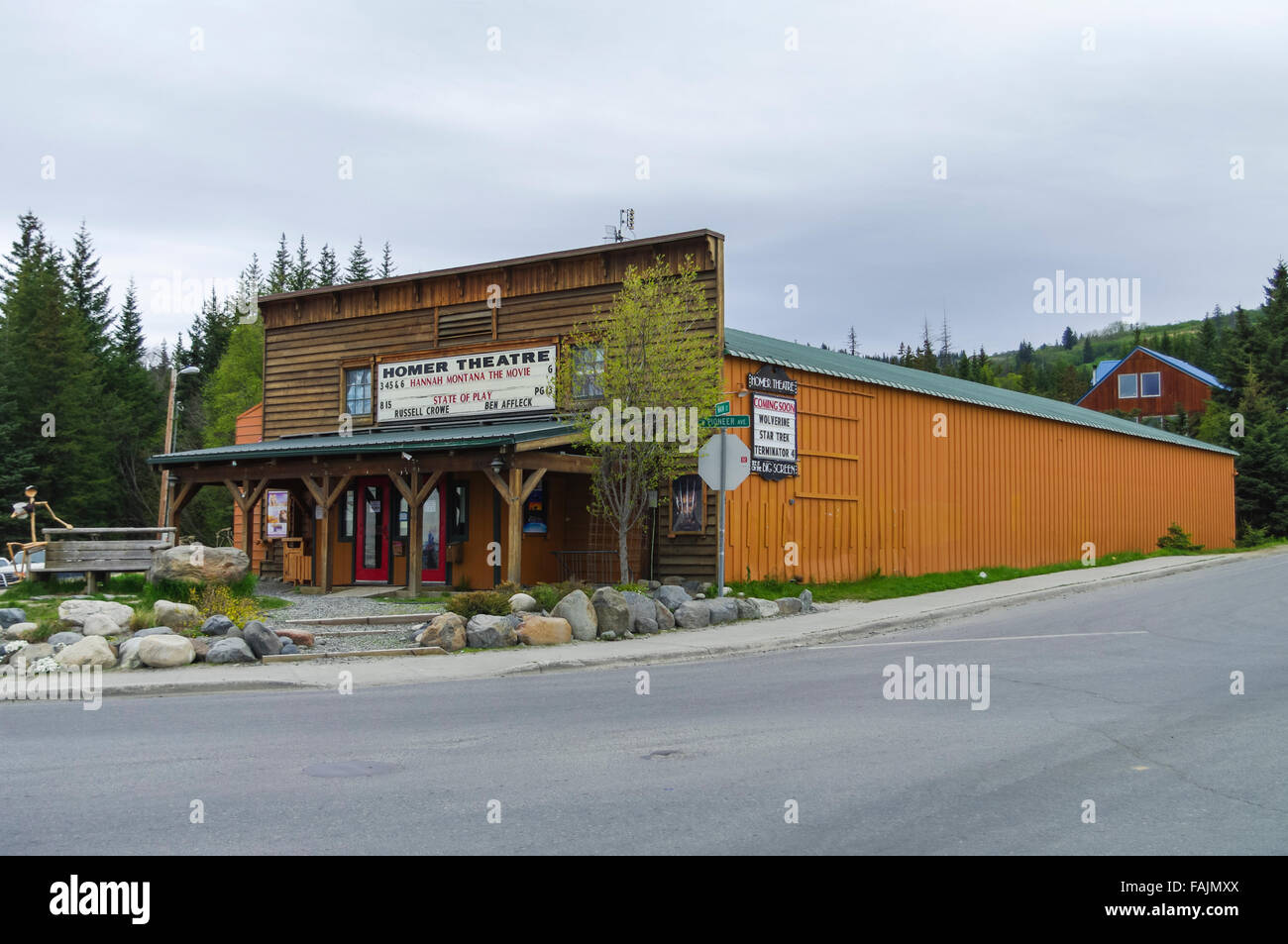 Homer-Theater, ein Kino in der Stadt von Homer, Alaska, USA. Lokale Architektur. Stockfoto