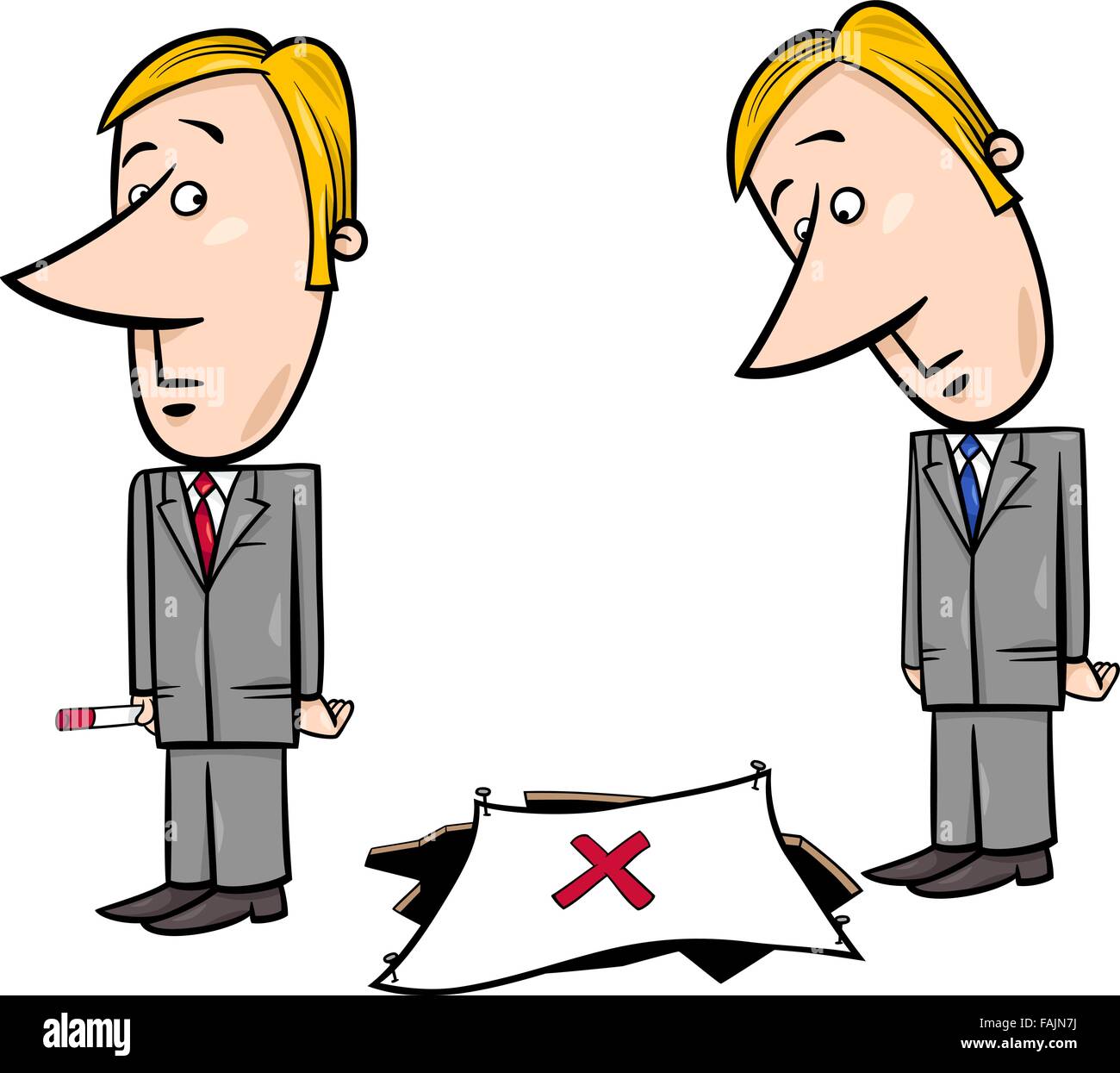 Concept-Cartoon-Illustration der Geschäftsmann und die Falle Stock Vektor